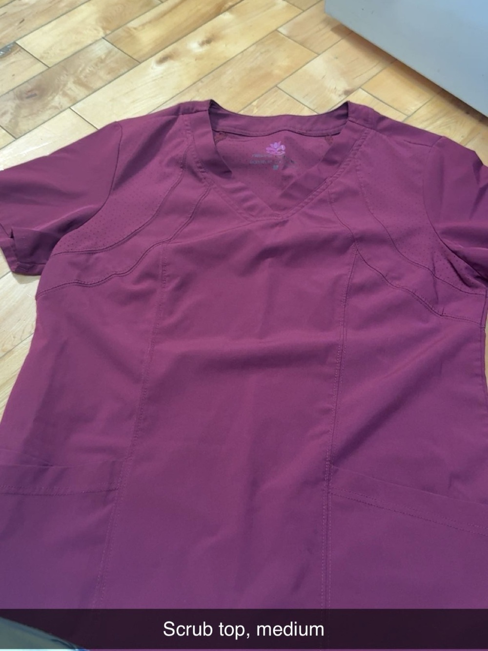 V-Neck Women's Tunic Scrub Top in Berry